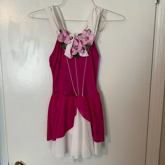 Curtain Call Child Large Style #E7527 Fuschia and White Dance Costume - Picture 2 of 9